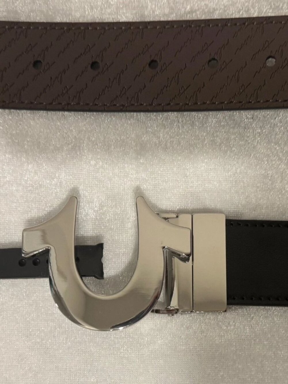 True Religion Men's Reversible Leather Brown Black Belt Size 40